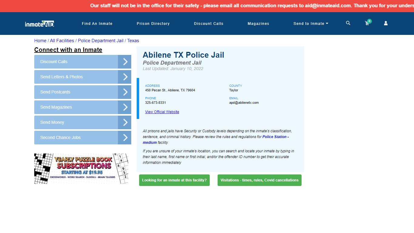 Abilene TX Police Jail & Inmate Search - Abilene, TX